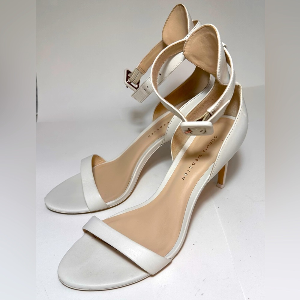SOPHIA WEBSTER white shoes / mid heels sandals/ size: 37.5